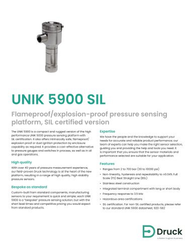 Druck UNIK 5900 SIL Flameproof/explosion-proof pressure sensing platform, SIL certified version