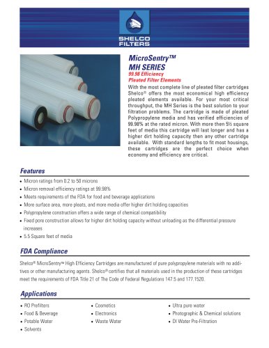 MicroSentry™- MH SERIES 99.98% Efficiency - Pleated Filter Elements