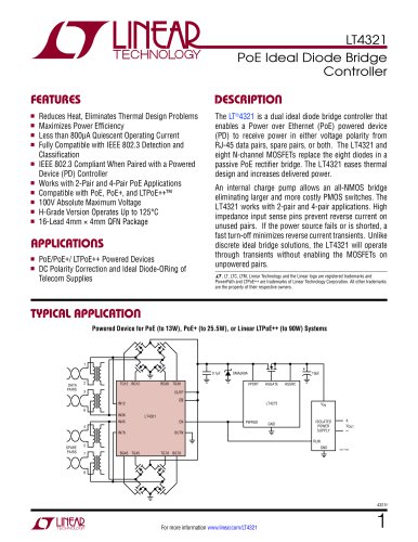 LT4321 - PoE Ideal Diode Bridge Controller