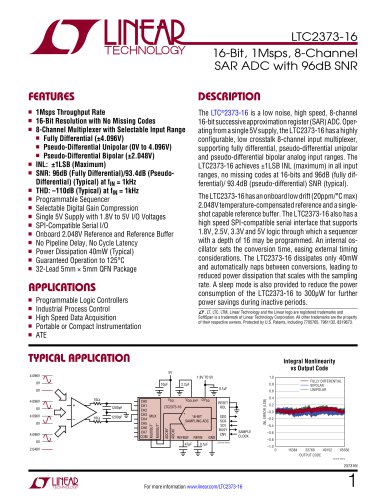 LTC2373-16 - 16-Bit, 1Msps, 8-Channel SAR ADC with 96dB SNR