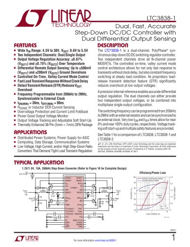 LTC3838-1 - Dual, Fast, Accurate Step-Down DC/DC Controller with Dual Differential Output Sensing