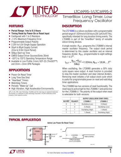 LTC6995-1/LTC6995-2 - TimerBlox: Long Timer, Low Frequency Oscillator