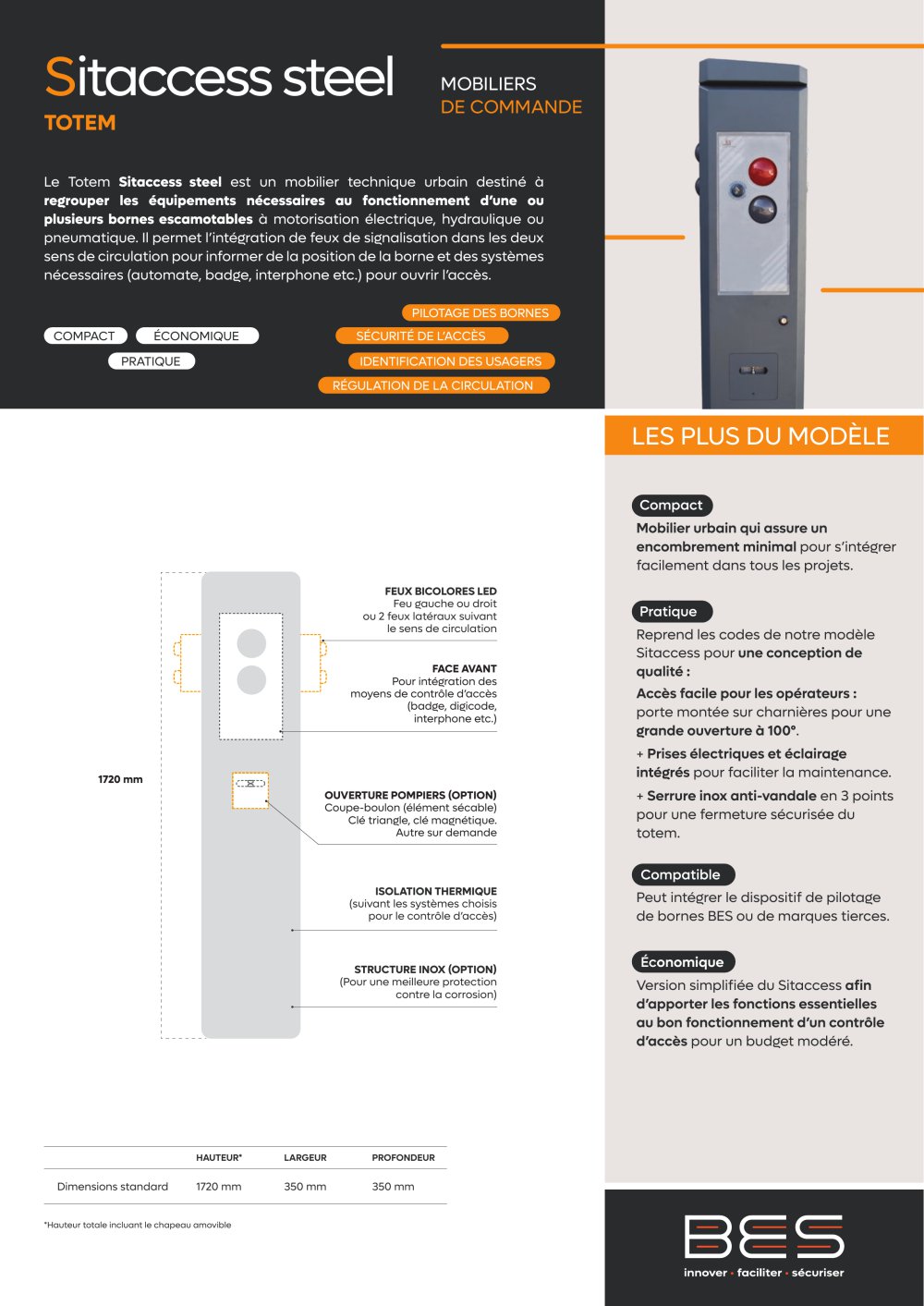 SITACCESS STEEL Totem - BORNES ESCAMOTABLES ET SYSTEMES