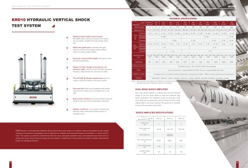 KRD10 Hydraulic Vertical Shock Testing Machine Impact Test