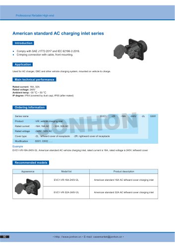 American Standard AC charging inlet series