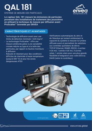 QAL 181 Analyseur de particules en chemin&eacute;e