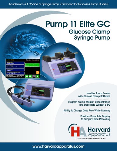 Harvard Apparatus Pump 11 Elite Glucose Clamp Infusion System Brochure