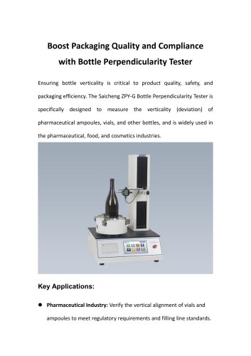 Boost Packaging Quality and Compliance with Bottle Perpendicularity Tester