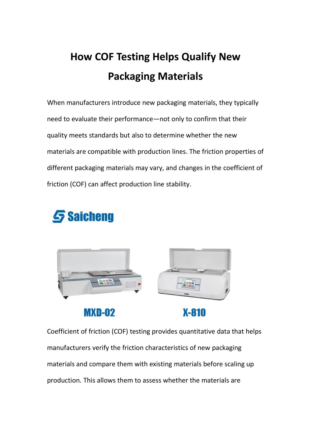 How COF Testing Helps Qualify New Packaging Materials - Jinan Saicheng Electronic Technology Co.,LTD