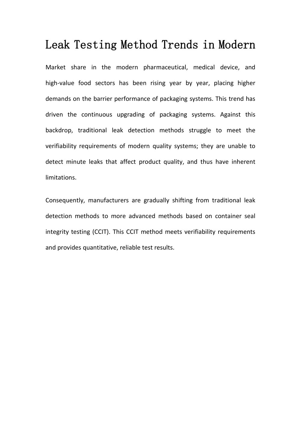 Leak Testing Method Trends in Modern - Jinan Saicheng Electronic Technology Co.,LTD