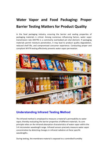 Water Vapor and Food Packaging: Proper Barrier Testing Matters for Product Quality