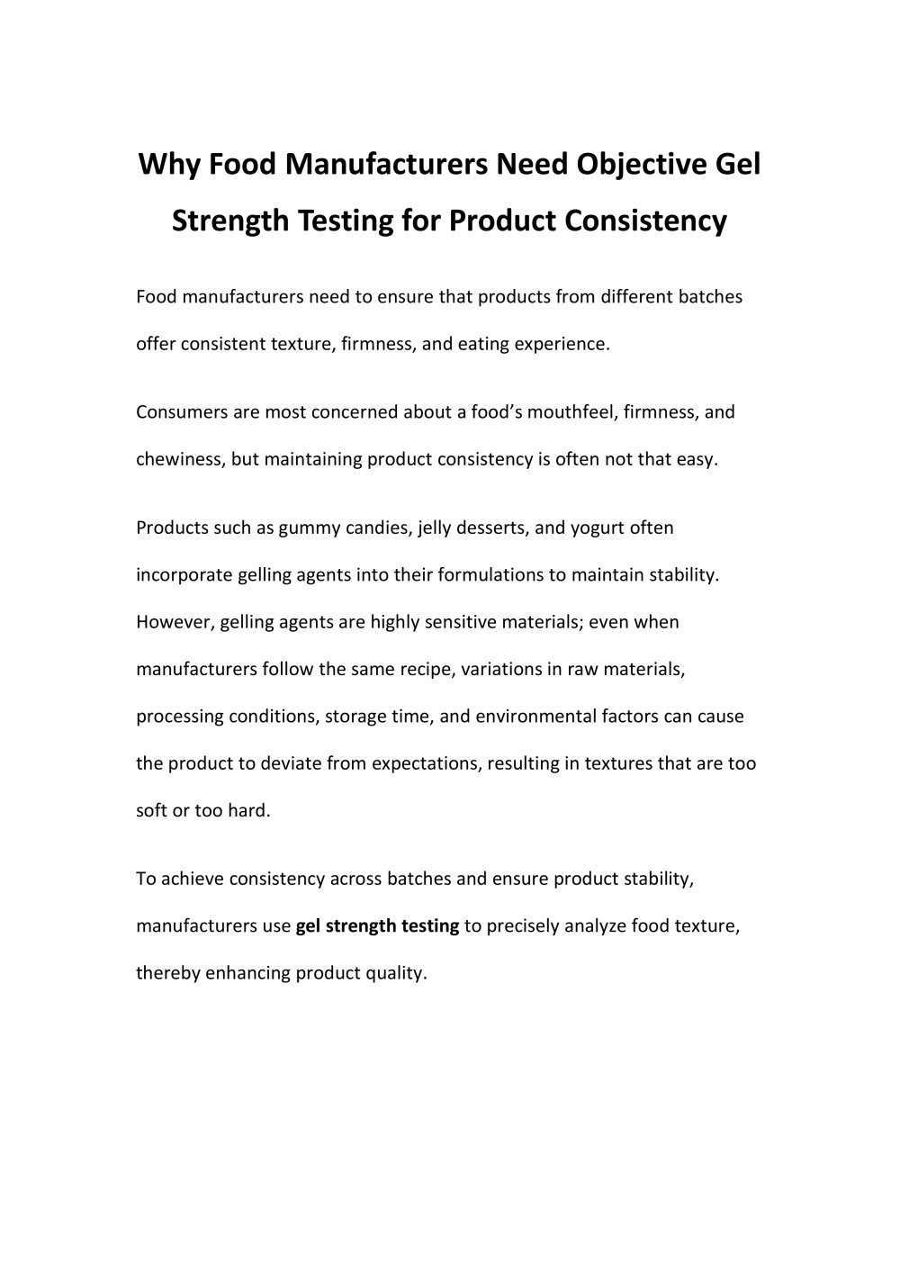 Why Food Manufacturers Need Objective Gel Strength Testing for Product Consistency - Jinan Saicheng Electronic Technology Co.,LTD