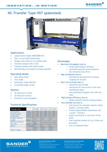 NC-Transfer Type HST (patented)