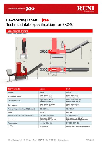 SK240 Dewatering labels