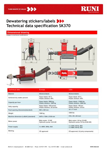 SK370 Dewatering stickers/labels