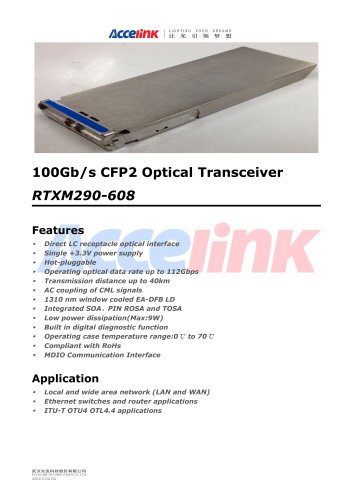 100Gb/sCFP2OpticalTransceiverRTXM290-608