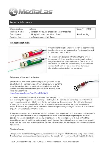 Line laser modules, cross hair laser modules