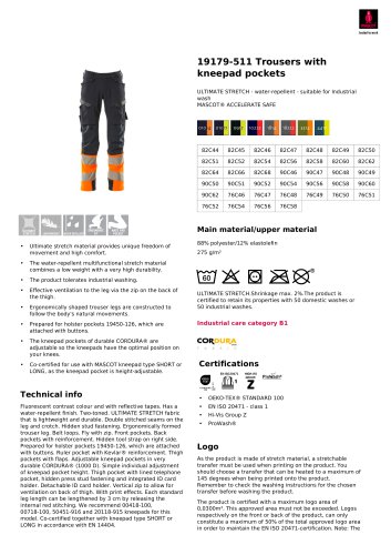 19179-511 Trousers with kneepad pockets