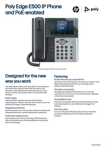 Poly Edge E500 IP Phone and PoE-enabled