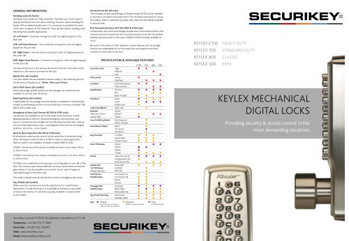 Keylex Mechanical Digital Locks