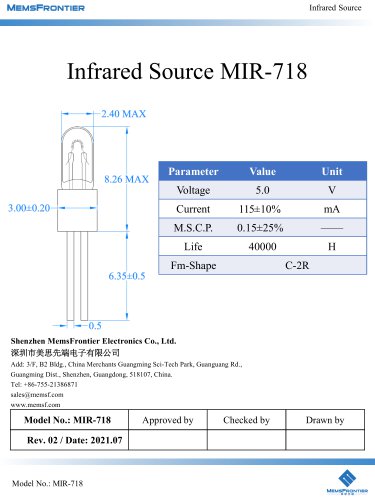 MemsFrontier Infrared Source MIR-718