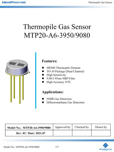 MemsFrontier MTP20-A6-3950_9080 (CH2F2) Thermopile Gas Sensor