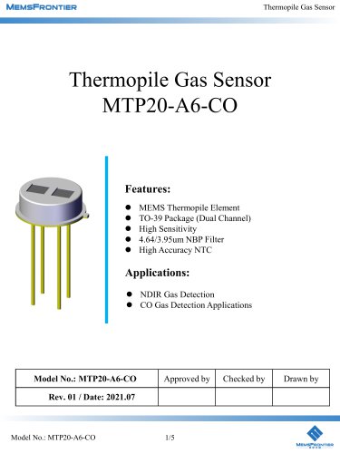 MemsFrontier MTP20-A6-CO (4.64um) Thermopile Gas Sensor