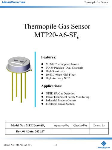 MemsFrontier MTP20-A6-SF6 Thermopile Gas Sensor