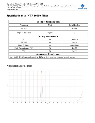 MemsFrontier  NBP 10000 Infrared Filter