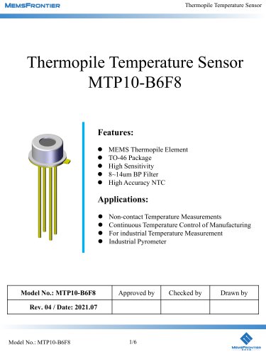 MemsFrontier Thermopile Temperature Sensor MTP10-B6F8