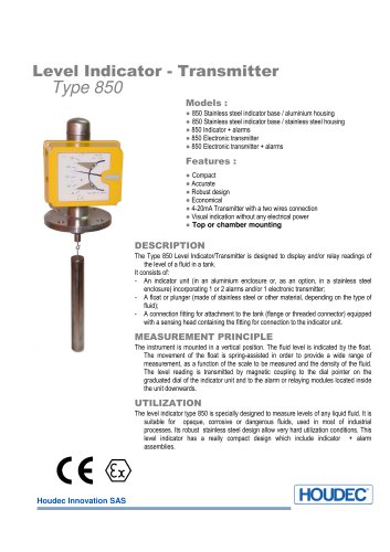 Level Indicator - Transmitter Type 850