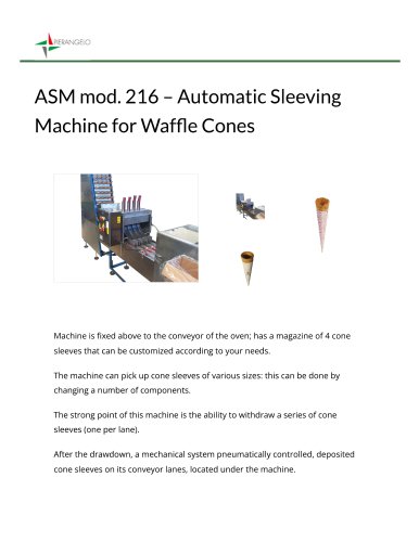 Automatic Sleeving Machine for Waffle Cones ASM 216