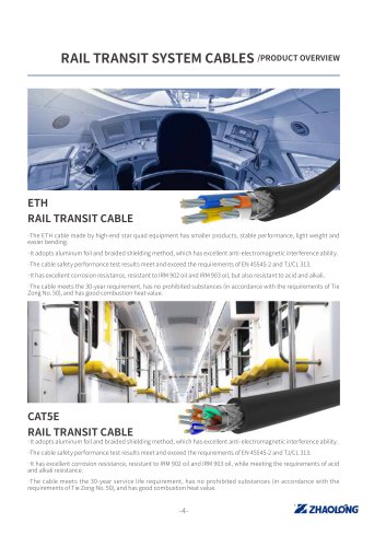 zhaolong LONGTRONIC® CAT5E RAIL TRANSIT CABLE Data electrical cable