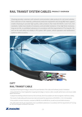 zhaolong LONGTRONIC® CAT7 RAIL TRANSIT CABLE Data electrical cable