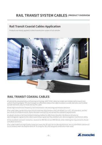 zhaolong LONGTRONIC® RAIL TRANSIT COAXIAL CABLES Data electrical cable