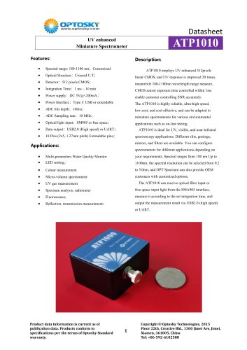 UV enhanced Miniature Spectrometer ATP1010