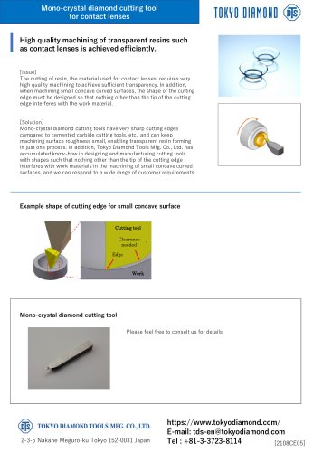 Mono-crystal diamond cutting tool for contact lenses