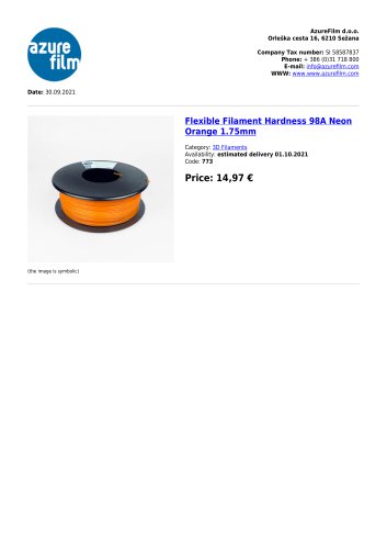 Flexible Filament Hardness 98A Neon Orange- FT986-2007FL