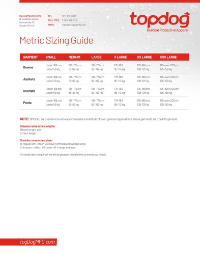 METRIC SIZING GUIDE