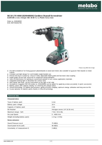 SE 18 LTX 4000 (620048500) CORDLESS DRYWALL SCREWDRIVER