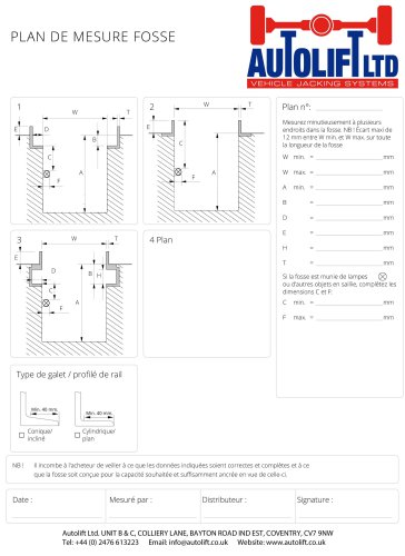 Autolift Pit survey form French