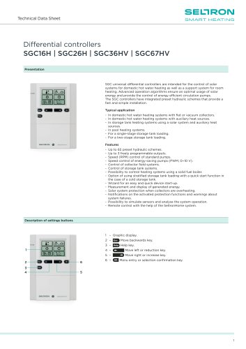 Differential controllers SGC16H | SGC26H | SGC36HV | SGC67HV