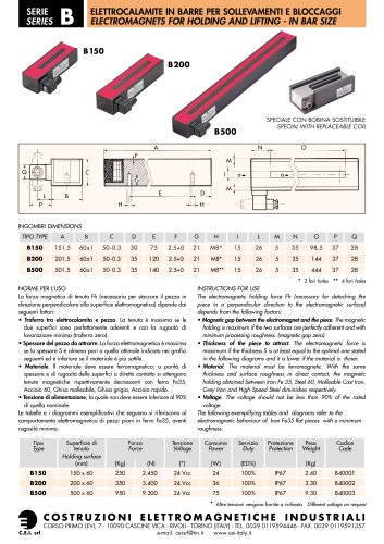 ELECTROMAGNETS FOR HOLDING AND LIFTING B TYPE- BAR SIZE