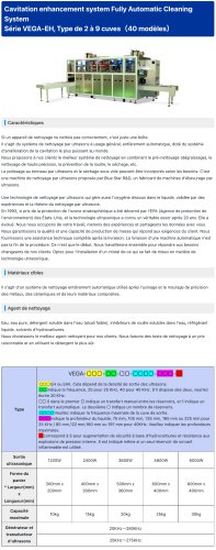 【VEGA-EH Series】Cavitation enhancement system Fully Automatic Cleaning System , Type de 2 à 9 cuves（40 modèles）