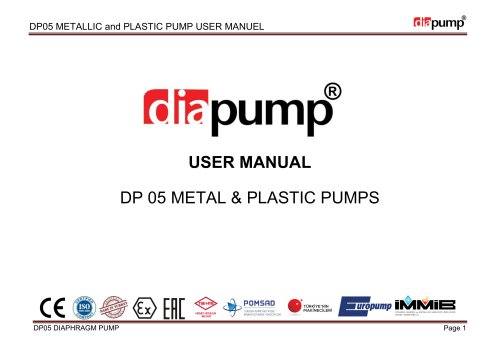 DP05 METALLIC and PLASTIC PUMP USER MANUEL