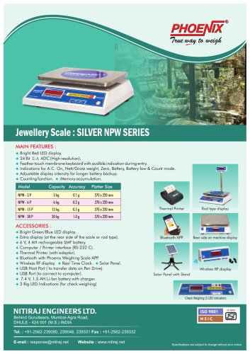 Jewellery Scale : SILVER NPW SERIES