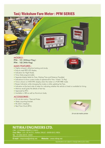 Taxi/Rickshaw Fare Meter : PFM SERIES