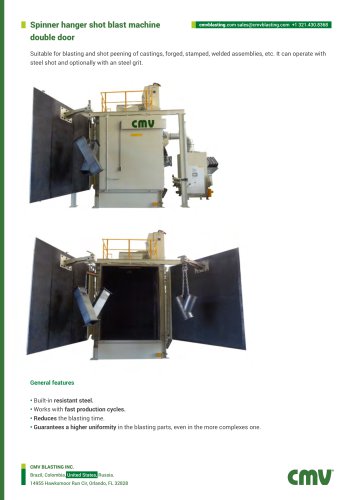 Suspended load shot blasting machine