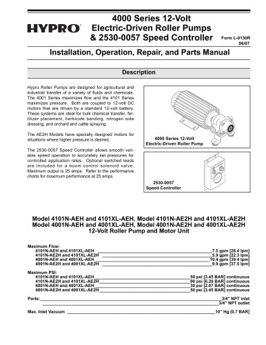  410N-EH 12 Volt Roller Operation, Installation & Parts Manual