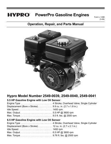 PowerPro Gas Engine Operation, Installation & Parts Manual